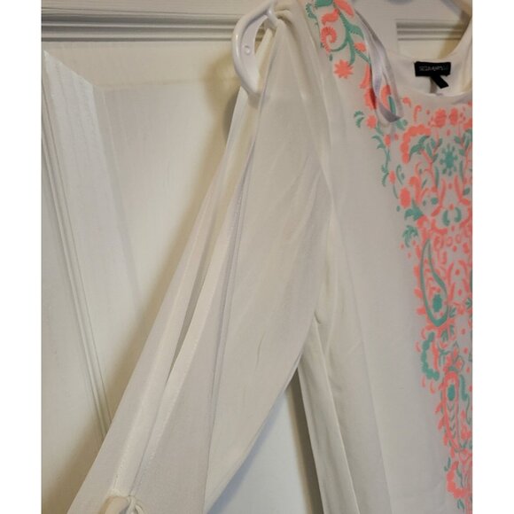 Sequin Hearts Girls Size 12 Dress White & Orange Design Lined Long Sleeve, NWT - Picture 3 of 7